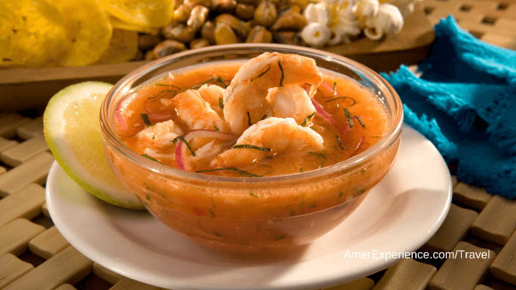 Ecuadorian shrimp ceviche is very popular dish in Ecuador