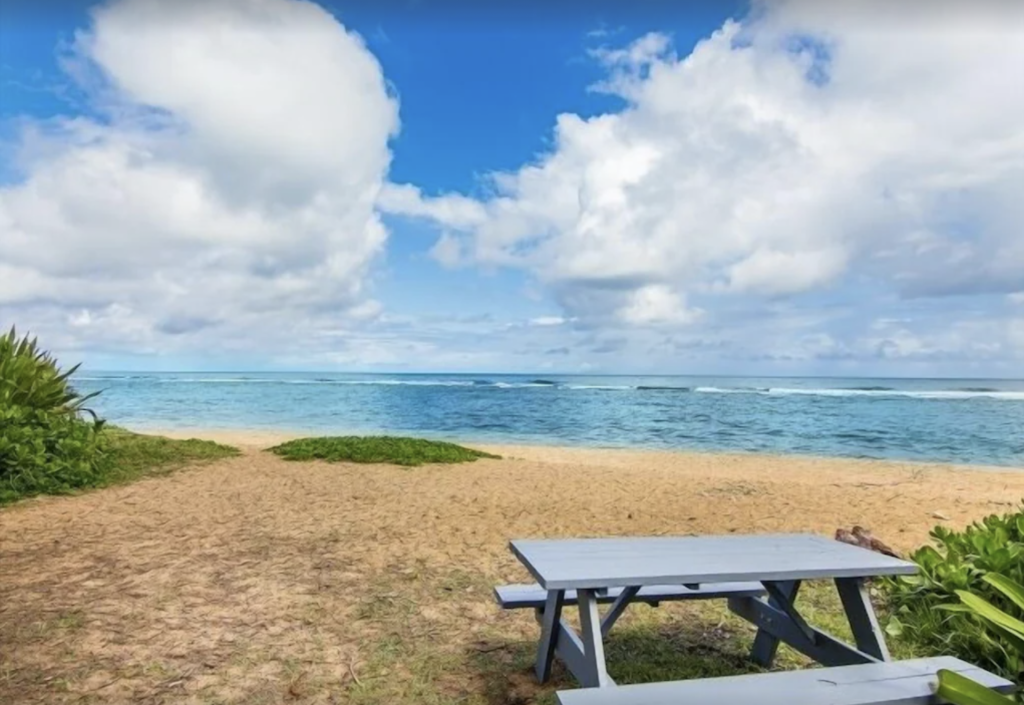 Beachfront of Beachcomber Bungalow Vrbo in Kauai Hawaii