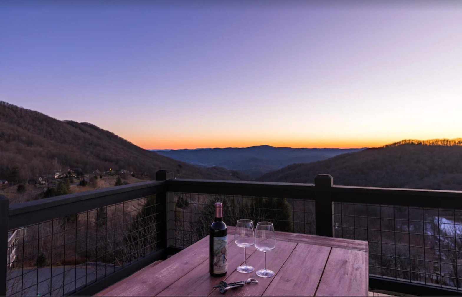 Sunset over Blue Ridge Mountains from cabin rental deck.jpg