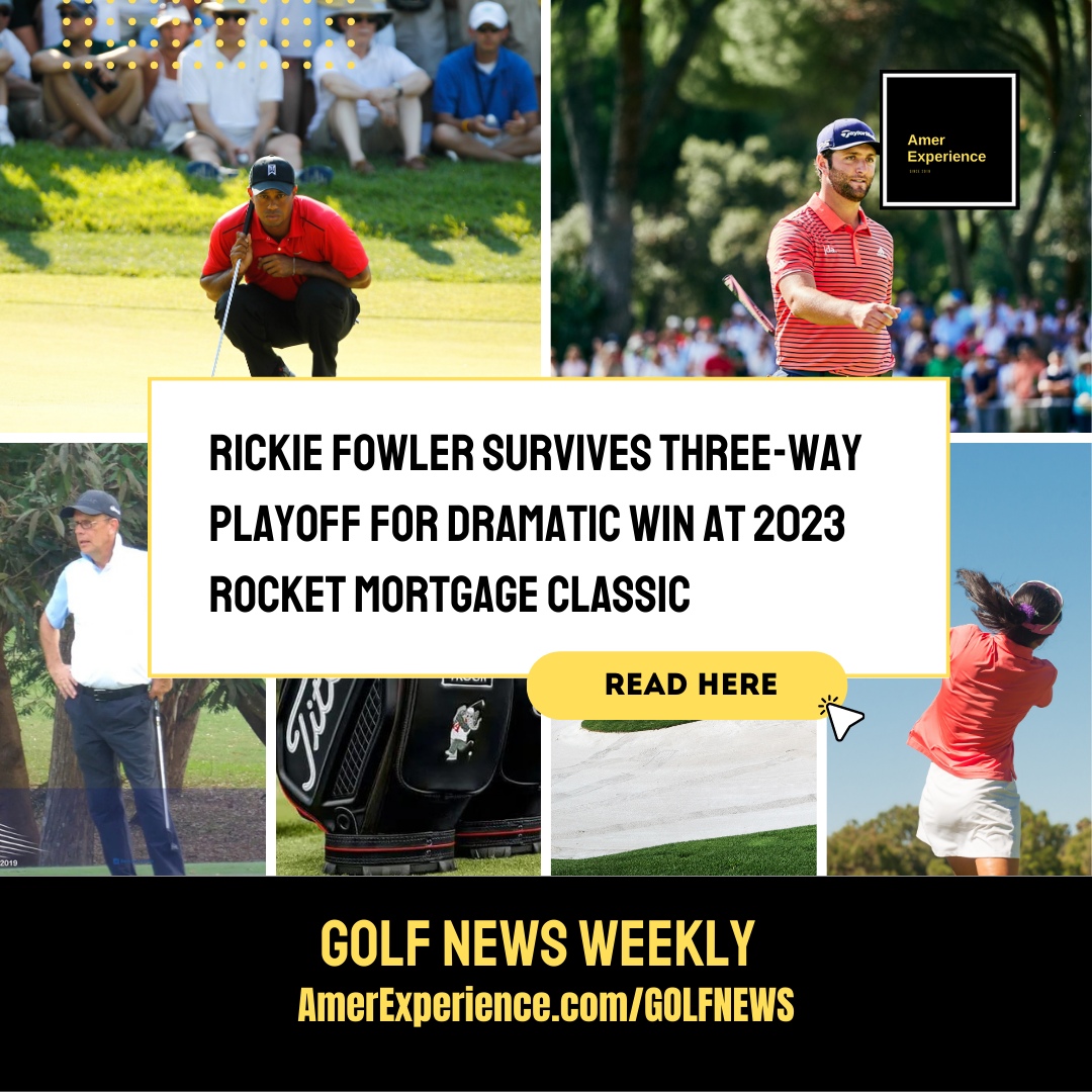 Rickie Fowler survives three-way playoff for dramatic win at 2023 Rocket Mortgage Classic