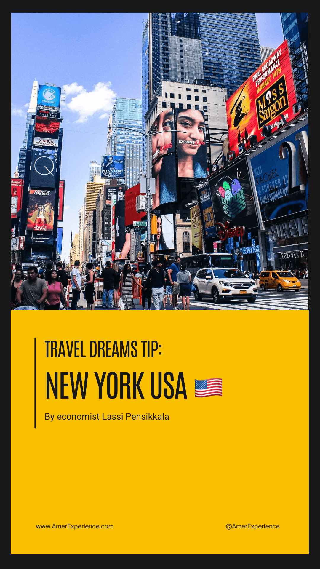 Travel dreams tip New York USA