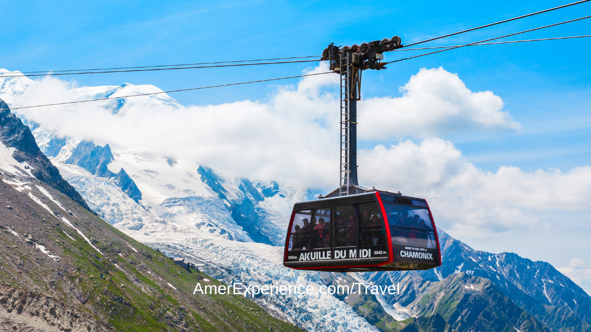 Aiguille du Midi-köysirata, joka kohoaa 3 842 metrin korkeuteen Aiguille du Midin kallioiselle huipulle, on yksi Euroopan korkeimmista. Chamonixista lähtevässä köysiradassa on kaksi vaihetta, jotka huipentuvat hissimatkaan huipulle, josta on upeat näkymät Mont Blancille ja ympäröiville Ranskan ja Sveitsin Alpeille.