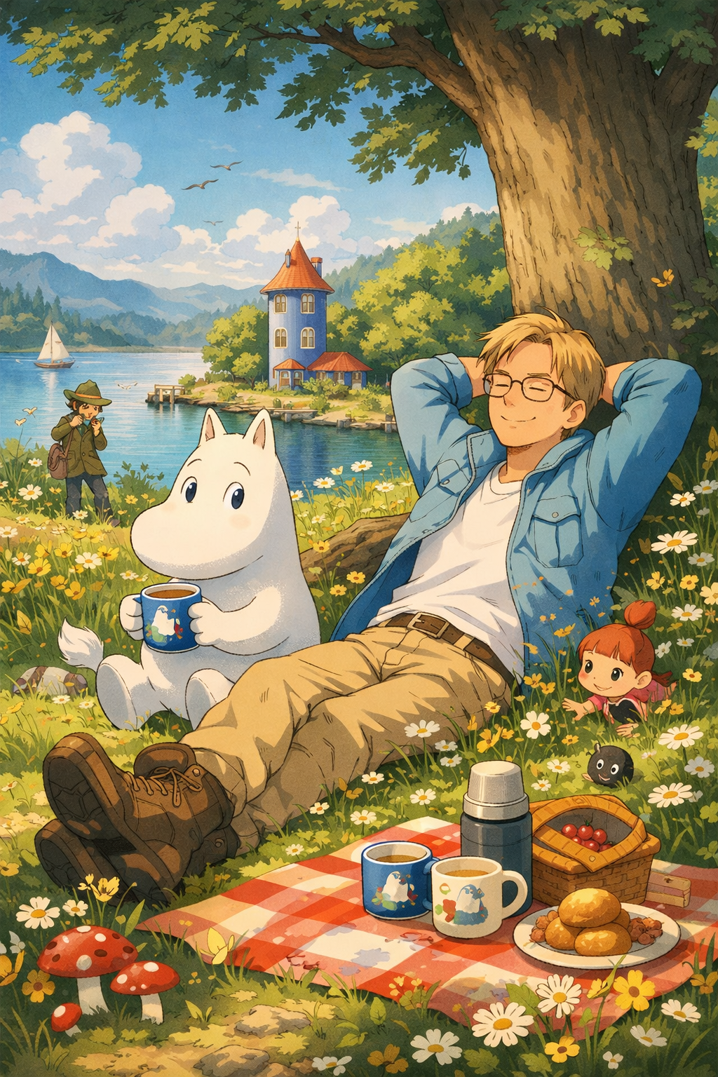Lassi Pensikkala with Moomin in Naantali Finland
