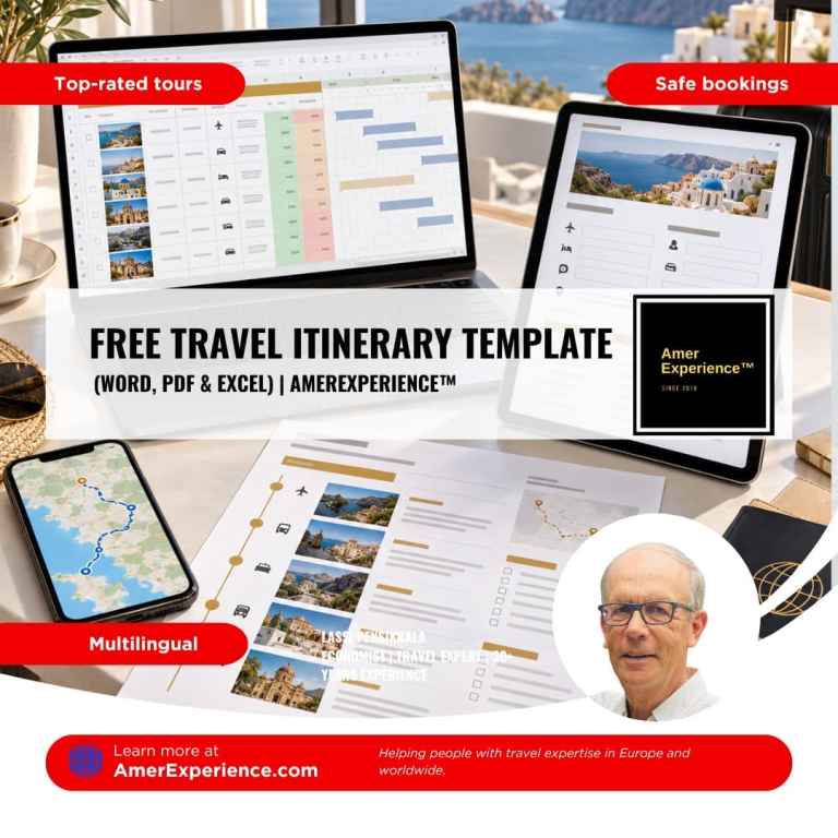 Free Travel Itinerary Template (Word, PDF & Excel) | AmerExperience ...