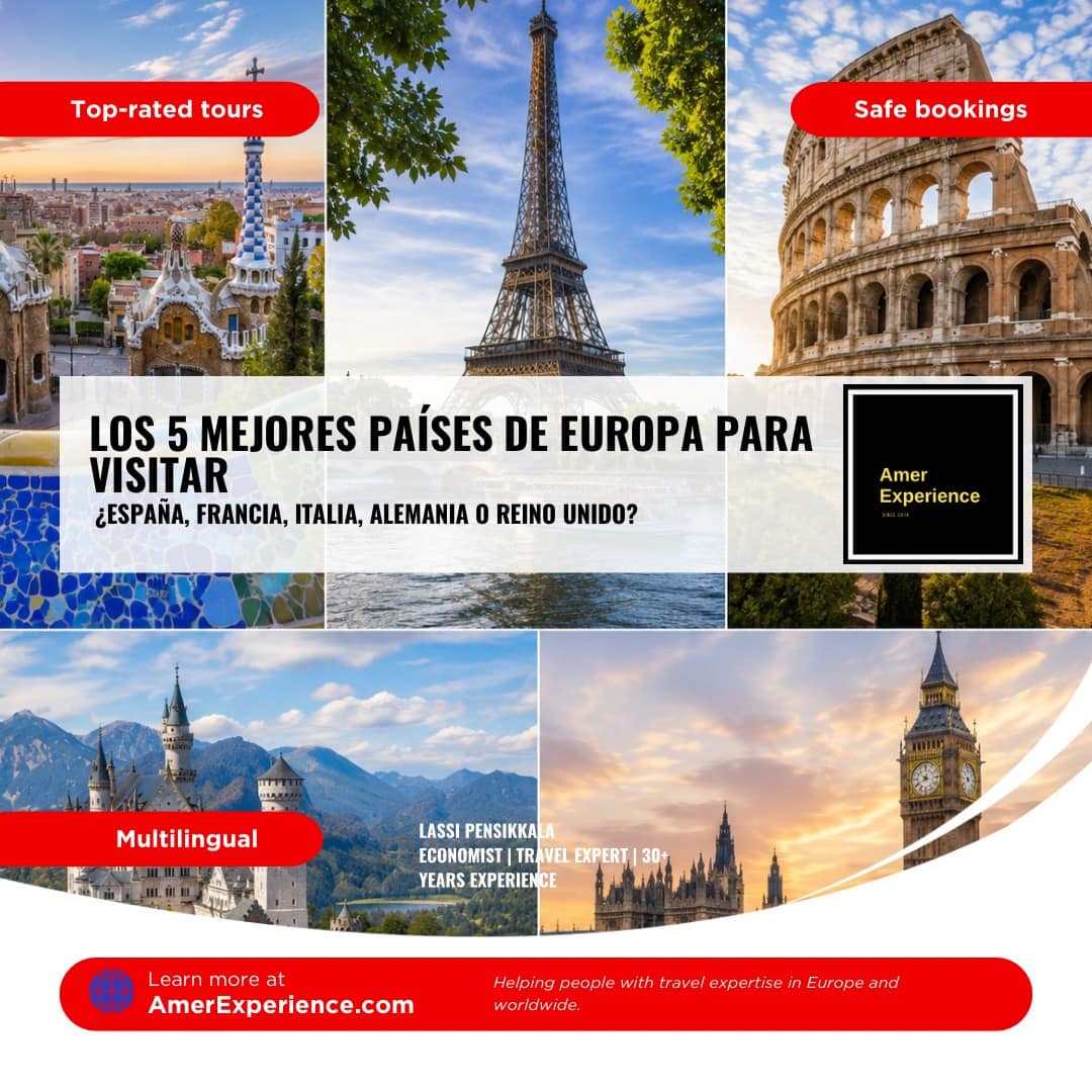 Los 5 mejores países de Europa para visitar: ¿España, Francia, Italia, Alemania o Reino Unido?