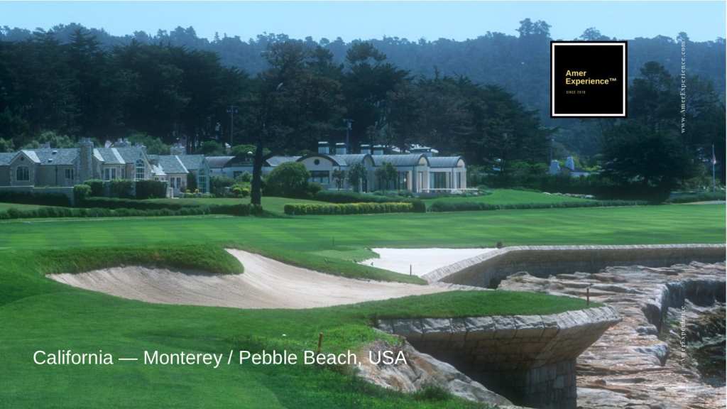 California golf destination — Pebble Beach coastal course on the Monterey Peninsula, ranked #10 in the Global Golf Destination Index