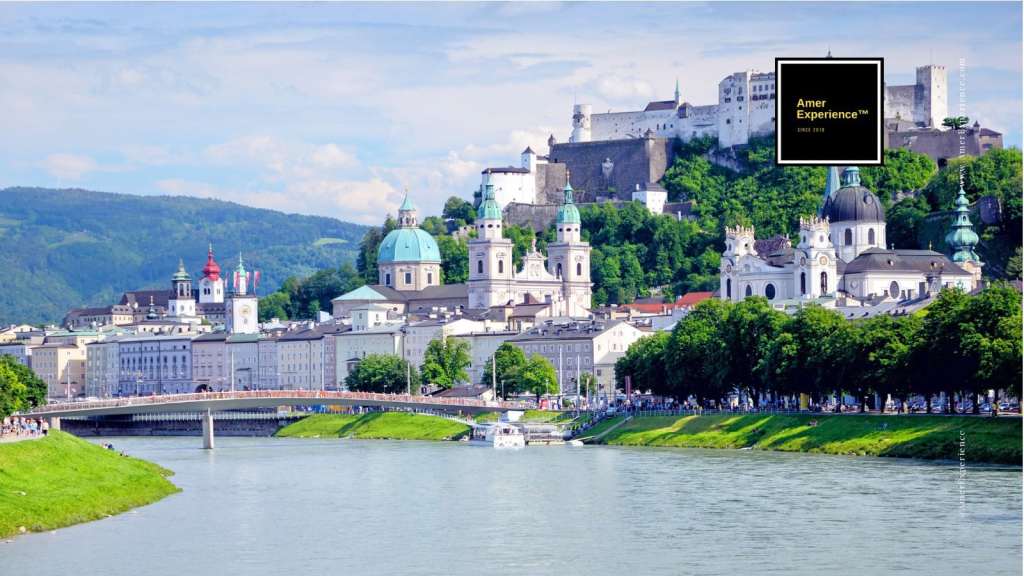 Salzburg: Salzburg historic center and Hohensalzburg Fortress beside the Salzach River, Austria