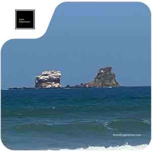 Ayampe sight on the famous rocks Los Ahorcados (The Hanged Men)