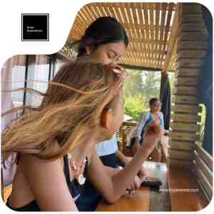 Ayampe girls on the hotel balcony