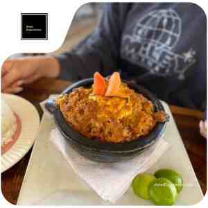 Ecuador cazuela traditional coastal food with seafood and mani