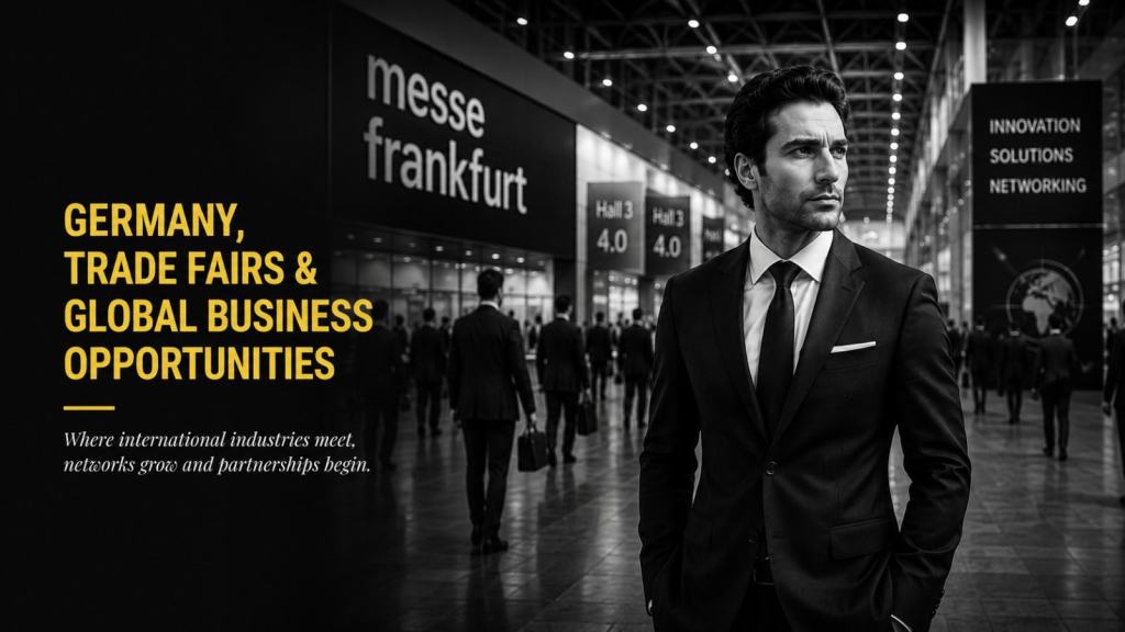 Business man walking in Frankfurter Messe