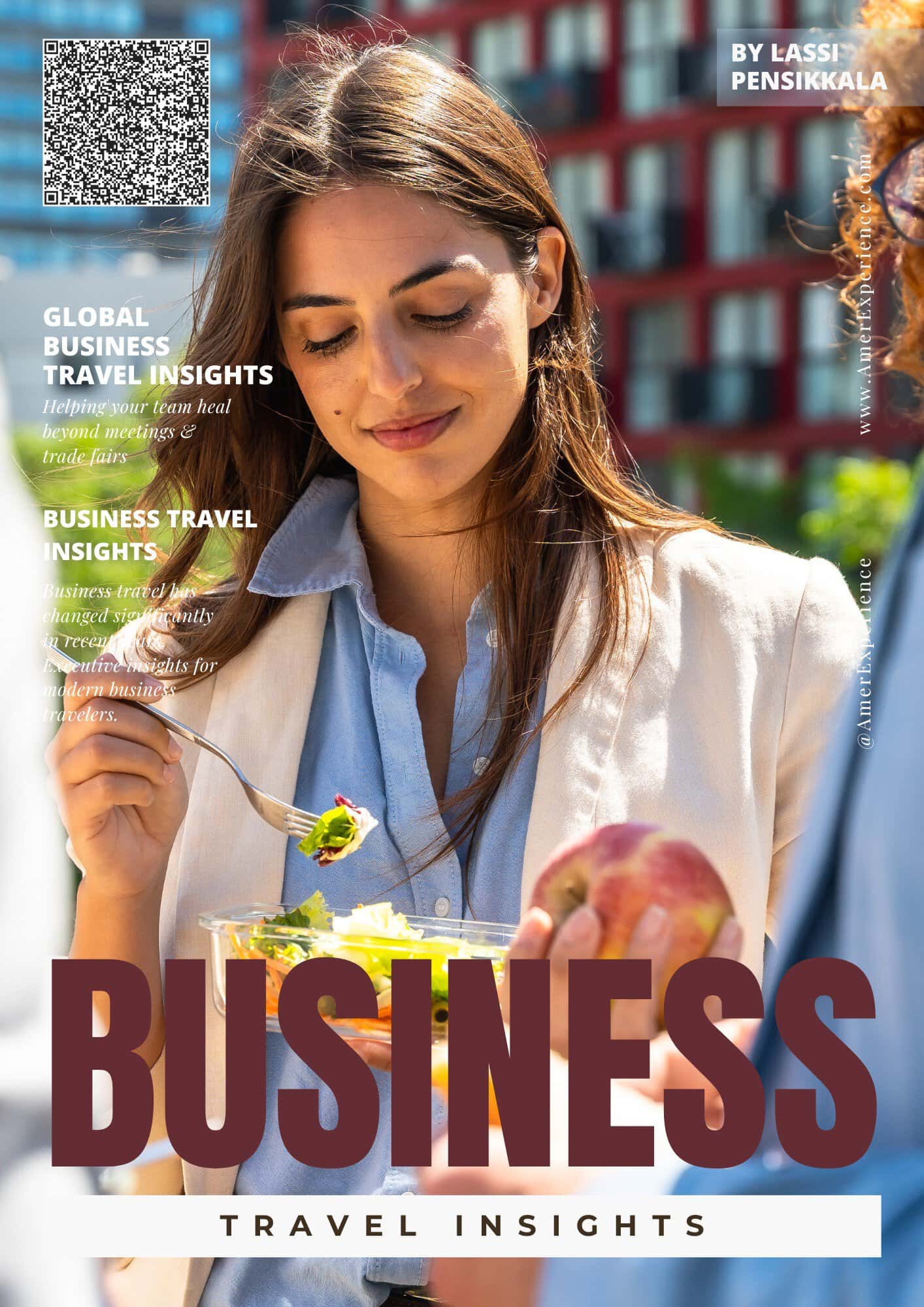 Young business woman at lunch break Business Travel Insights – helping your team heal beyond meetings & trade fairs