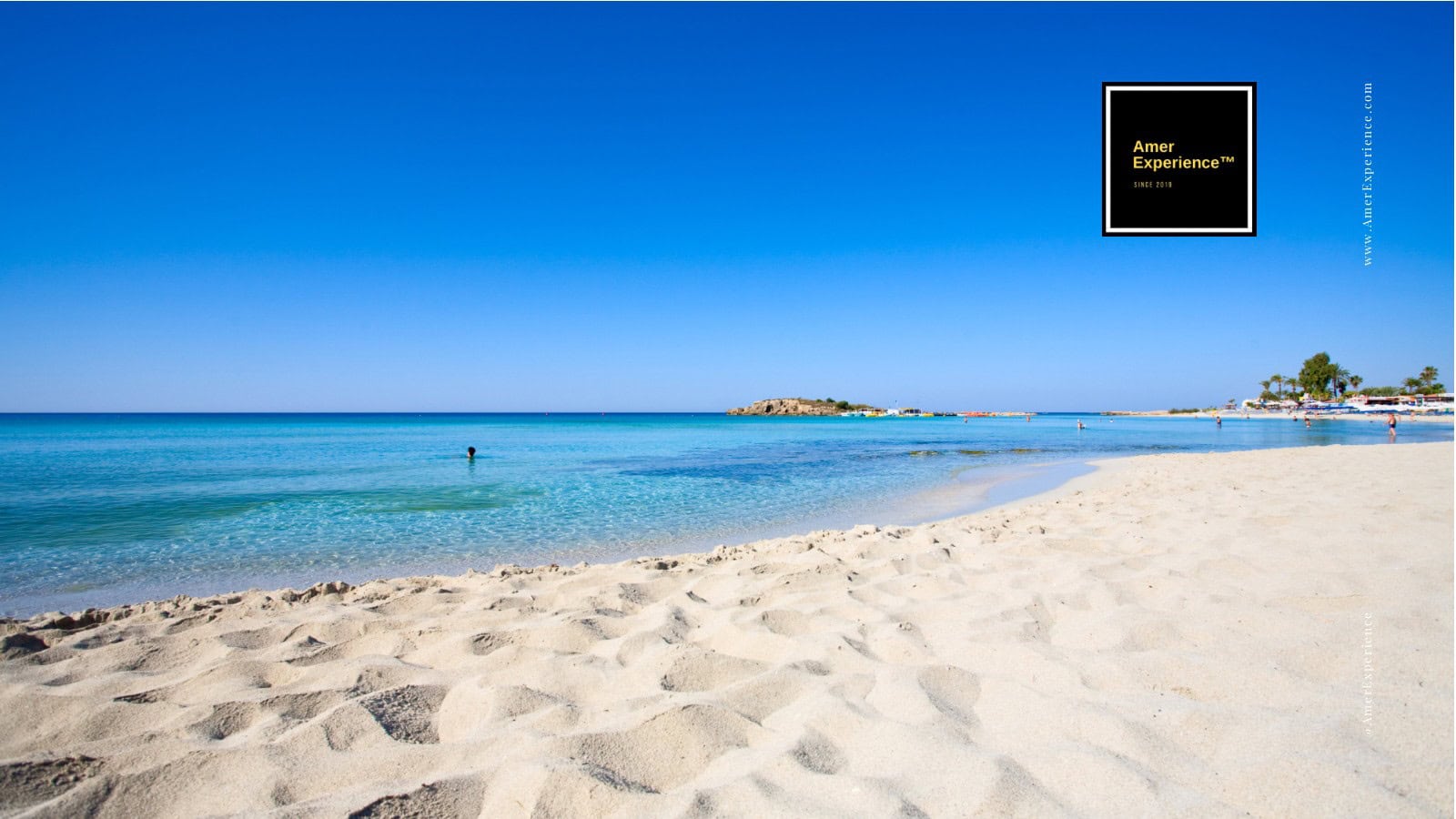 Sandy beach with turquoise water near Ayia Napa, Cyprus