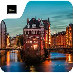Speicherstadt Hamburg vista en la noche