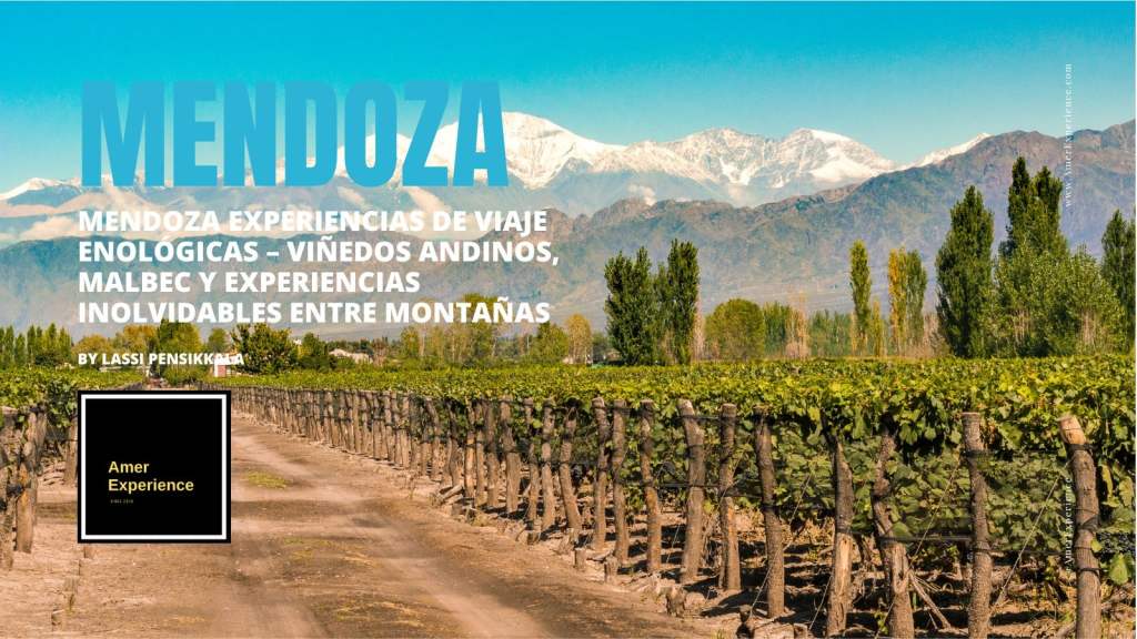 Mendoza vineyard road with snow-capped Andes mountains and wine country landscape in Argentina