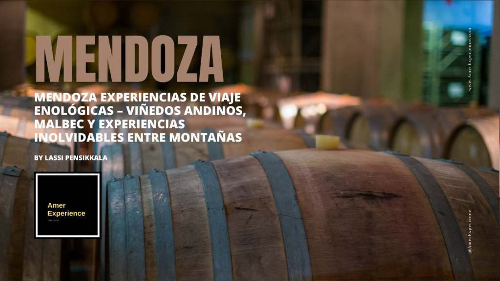 Traditional wine barrels inside a Mendoza winery cellar in Argentina
