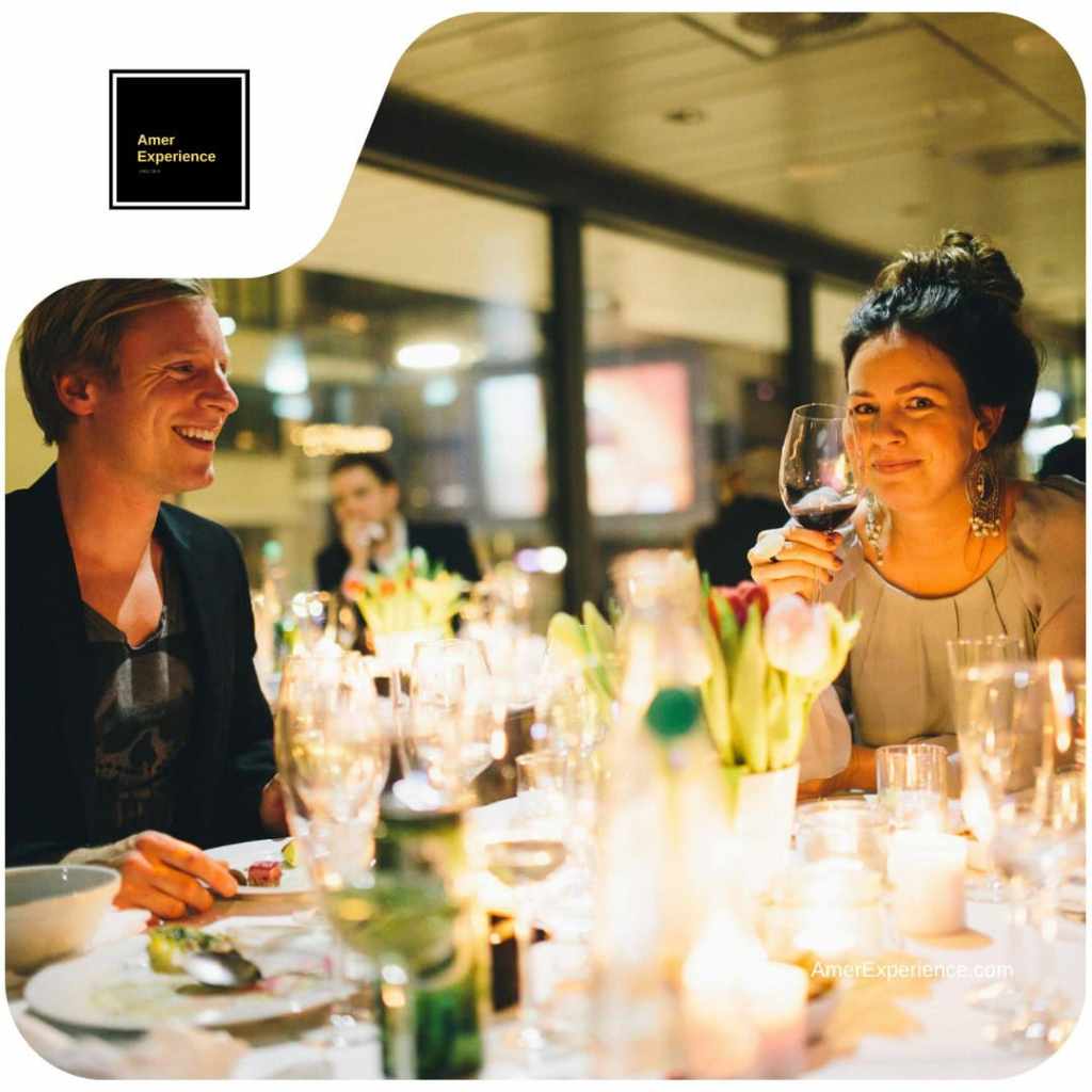 Couple enjoying a fine dining experience at a restaurant in Oslo
