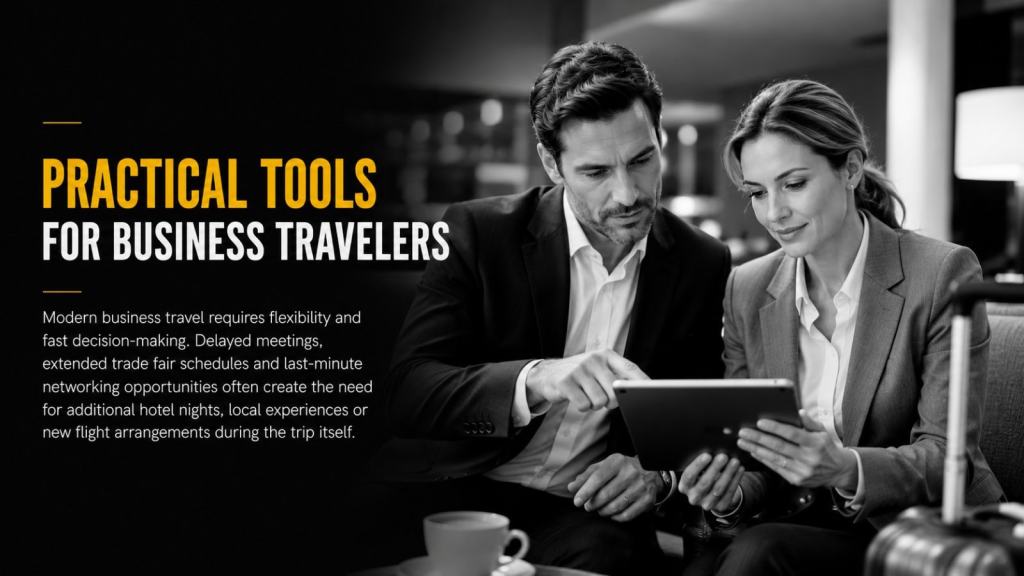 Business man and woman searching in the tablet things to do