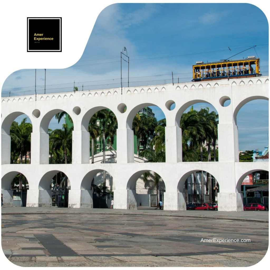 Arcos da Lapa historic arches in Rio de Janeiro under blue skies