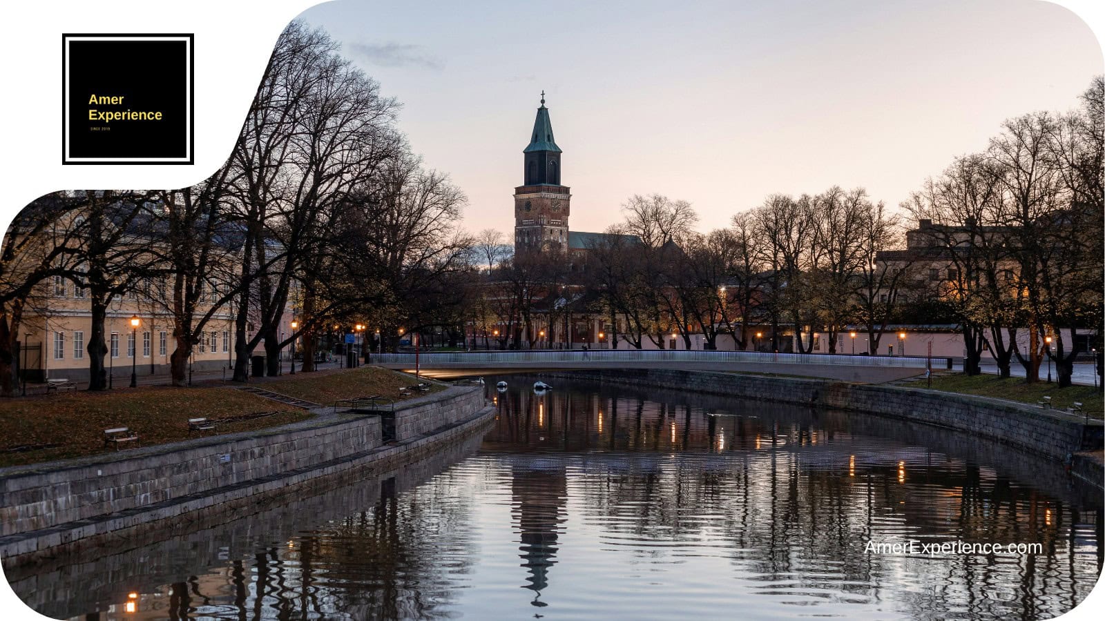 Turku Tuomiokirkko behind of Aura river