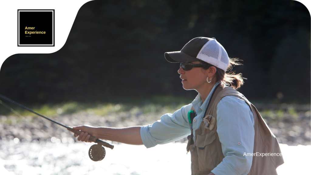 Woman fly fishing